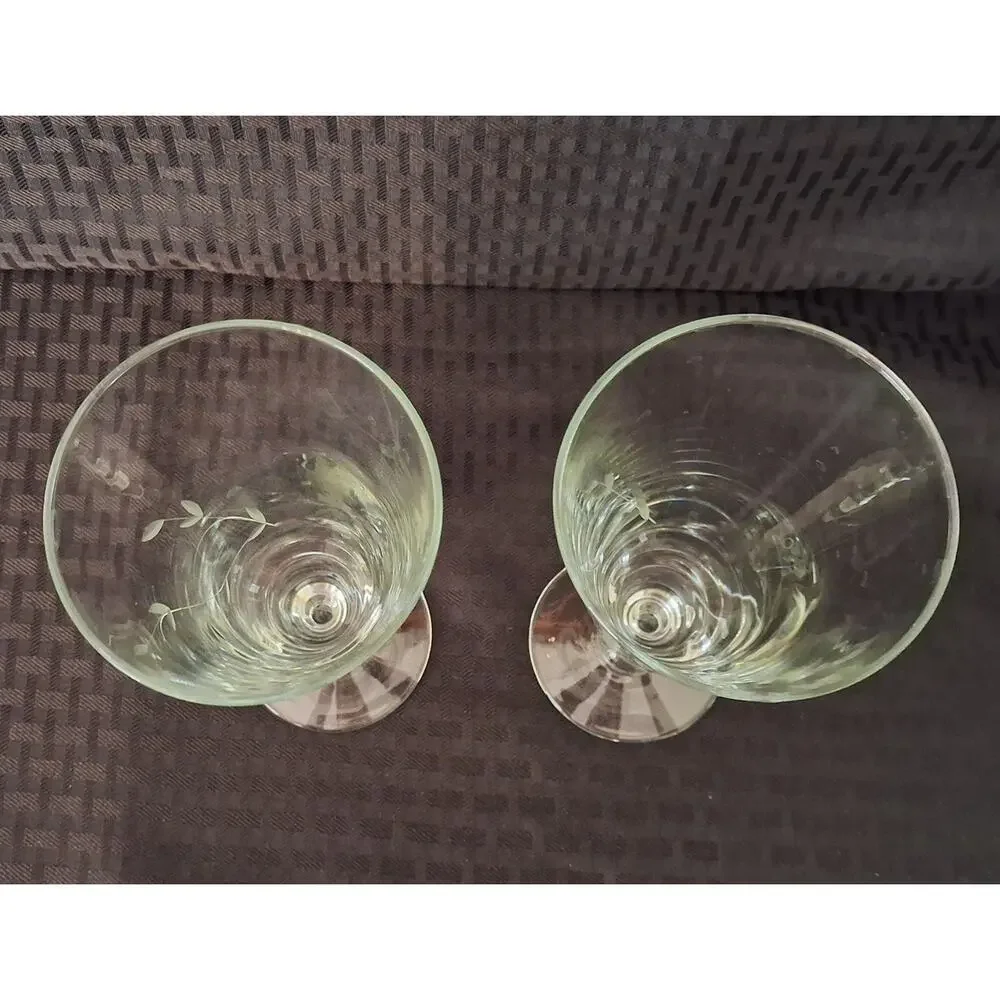 Set of 2 Vtg Princess House Heritage Crystal Pilsner Tall Beer Glasses Etched